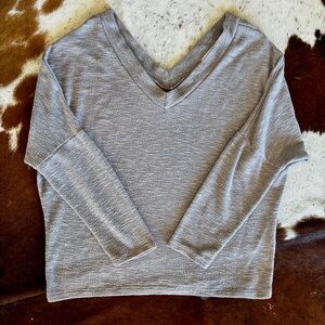 Wasabi + Mint Double V-Neck Textured Knit Crop Top Size M